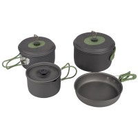 Набір посуду Bo-Camp Explorer 4 Pieces 19 Hard Anodized Grey/Green (2200241)  (Безкоштовна доставка)