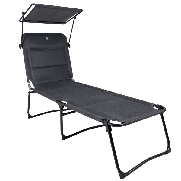 Ліжко розкладне Bo-Camp Sun Lounger With Sunscreen 5 Positions Grey (1304492)