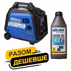 Комплект генератор Brevia інверторний бензиновий 3,3кВт GP3500iS + масло Molder Engine Oil 4T 10W-30 1л