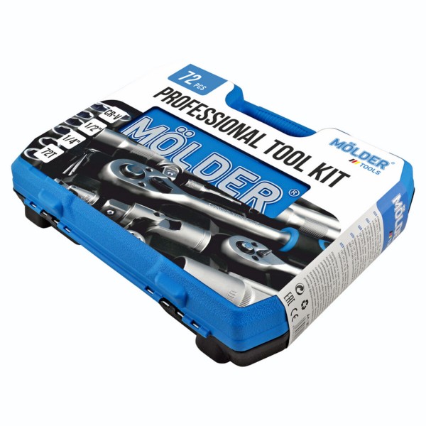 Професійний набір інструментів в кейсі MÖLDER 1/2", 1/4" 72 T, CR-V, 72од. MT60072