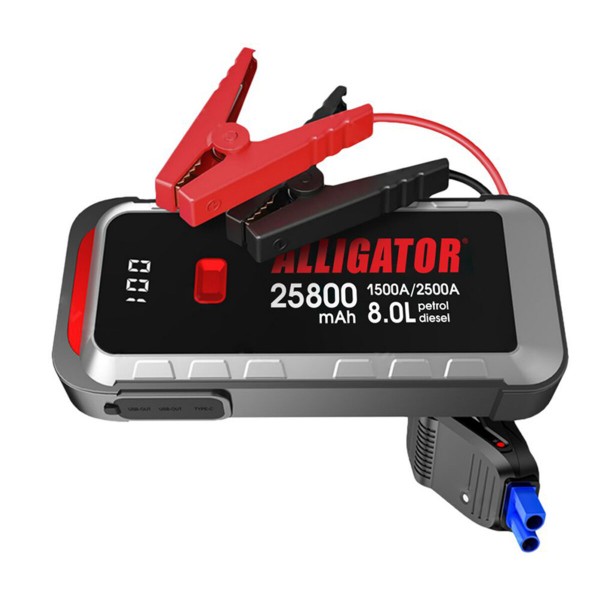 Пусковий пристрій Alligator Jump Starter 1500A/2500A 25800mAh зі Smart-клемами