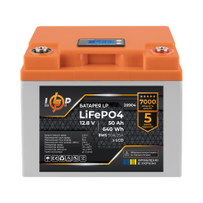 Акумулятор LP LiFePO4 LCD 12V (12,8V) - 50 Ah (640Wh) (BMS 50A/25A) пластик  (Безкоштовна доставка)