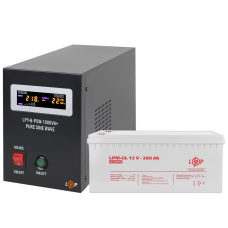 Комплект резервного живлення для котла і теплої підлоги LP (LogicPower) ДБЖ + гелева батарея (UPS B1000VA + АКБ GL 2400W)  (Безкоштовна доставка)