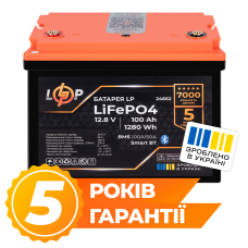 Акумулятор LP LiFePO4 12,8V - 100 Ah (1280Wh) (BMS 100A/50А) пластик Smart BT  (Безкоштовна доставка)