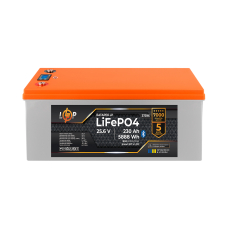 Акумулятор LP LiFePO4 25,6V - 230 Ah (5888Wh) (BMS 200A/100А) пластик LCD Smart BT  (Безкоштовна доставка)