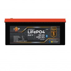Акумулятор LP LiFePO4 25,6V - 160 Ah (4096Wh) (BMS 160A/80А) пластик Smart BT  (Безкоштовна доставка)