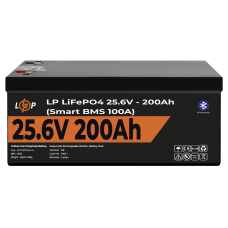 Акумулятор LP LiFePO4 24V (25,6V) - 200 Ah (5120Wh) (Smart BMS 100А) з BT пластик  (Безкоштовна доставка)