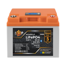 Акумулятор LP LiFePO4 12,8V - 50 Ah (640Wh) (BMS 80А/50A) пластик LCD Smart BT  (Безкоштовна доставка)