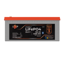 Акумулятор LP LiFePO4 25,6V - 160 Ah (4096Wh) (BMS 200A/100А) пластик LCD Smart BT