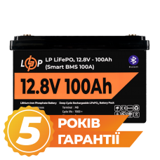 Акумулятор LP LiFePO4 12V (12,8V) - 100 Ah (1280Wh) (Smart BMS 100А) з BT пластик  (Безкоштовна доставка)