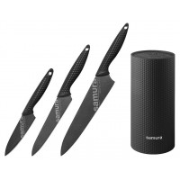 Набір із 3 кухонних ножів і підставки в подарунковій коробці Samura Golf Stonewash (SG-04B)  (Безкоштовна доставка)