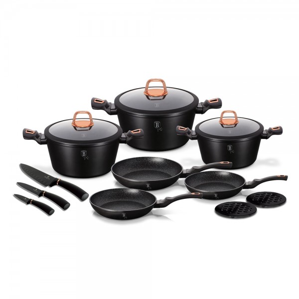 Набір посуду 14 предметів Berlinger Haus Black Rose Collection (BH-7187)