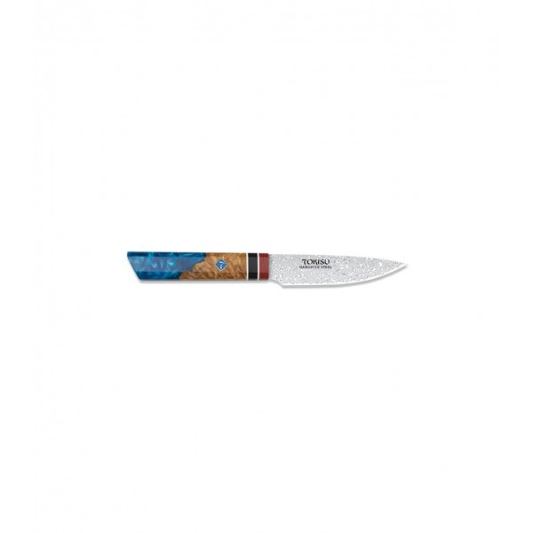 Кухонний ніж для чищення овочів 110 мм Tokisu дамаська сталь (17456)